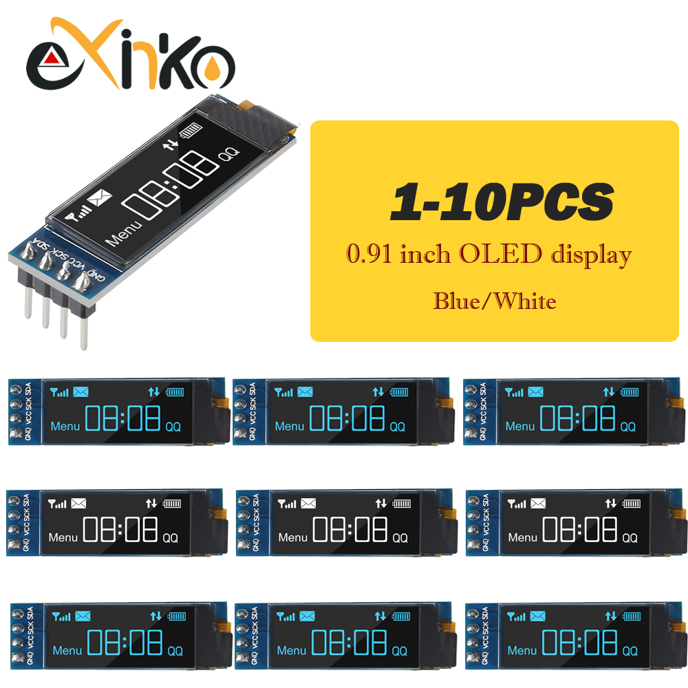 I2C Lcd Display - 1-10 stuks 0,91 inch OLED-displaymodule Wit/Blauw