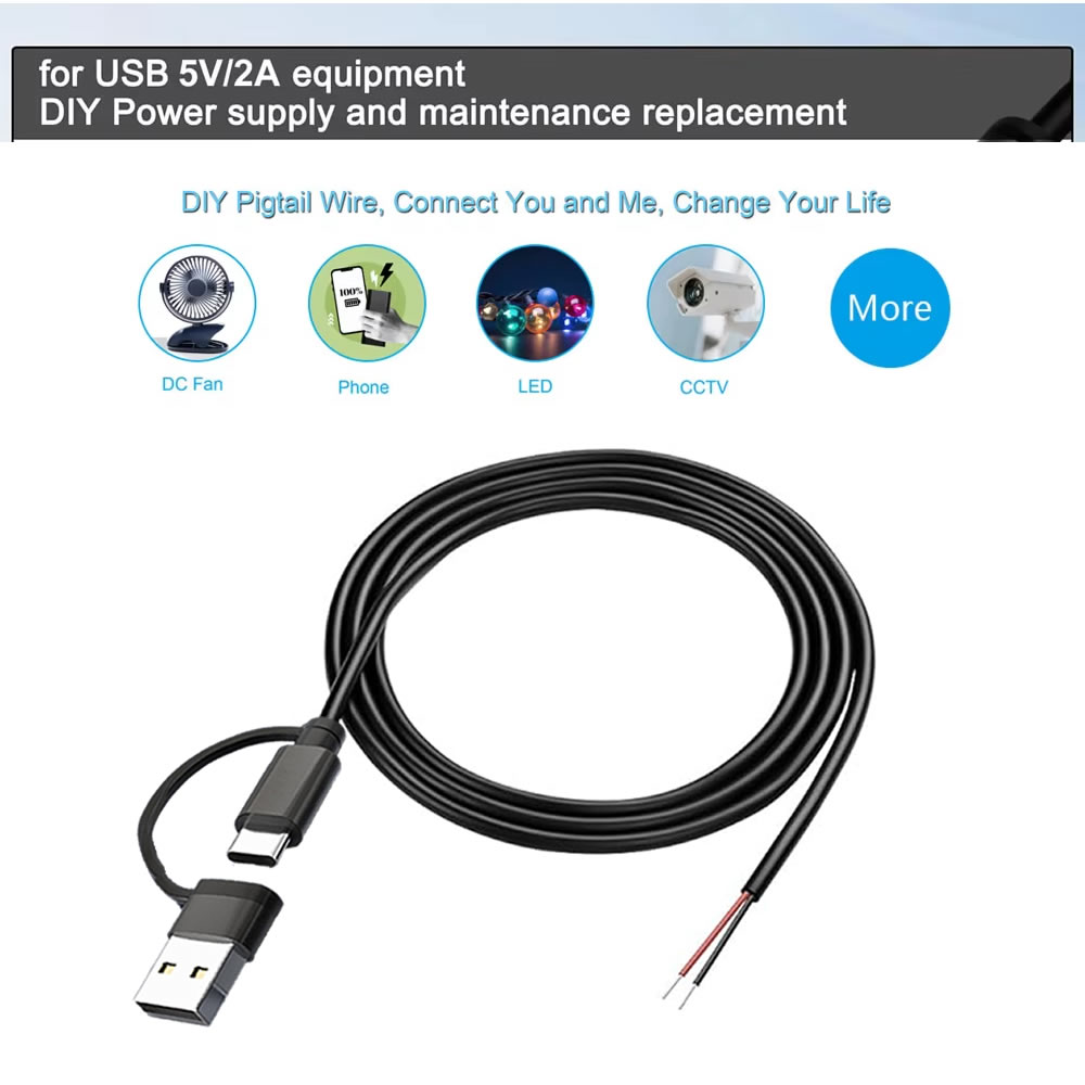 DC 2-pins voedingskabel USB en - Diy Electronics Music recensie en prijs
